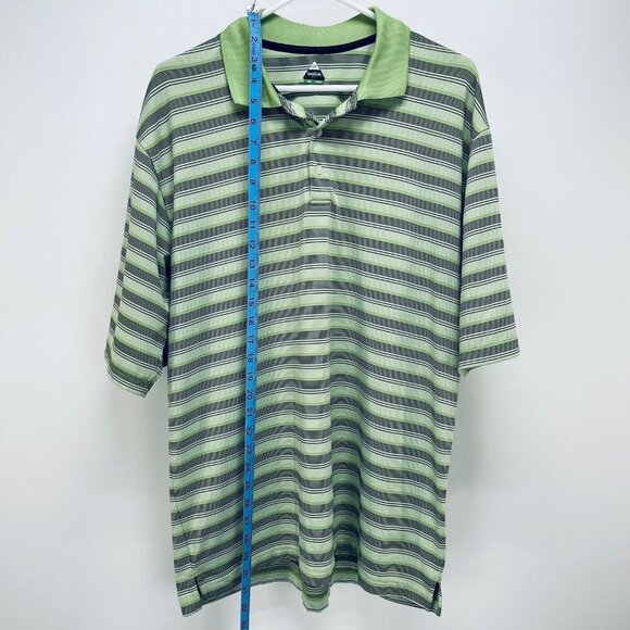 Bolle Golf Shirt Size L Tech Polo Green Stripe Performance Short Sleeve - Picture 7 of 9